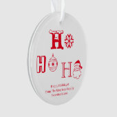 Christmas Ho Ho Ho Red custom name date cute Ornament (Vorderseite)