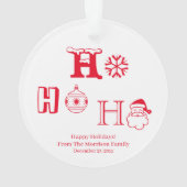 Christmas Ho Ho Ho Red custom name date cute Ornament (Rückseite)