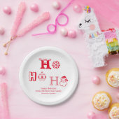 Christmas Ho Ho Ho Red custom name date cute Pappteller (Party)
