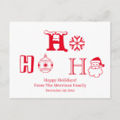 Christmas Ho Ho Ho Red custom name date cute Postkarte (Vorderseite)