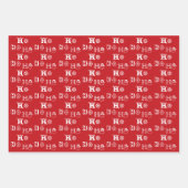 Christmas Ho Ho Ho Rot-Grün-Muster niedlich Geschenkpapier Set (Vorderseite 2)