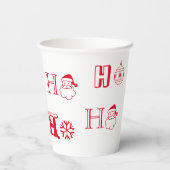 Christmas Ho Ho Ho Rot und Weiß niedlich Pappbecher (Rückseite)