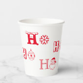 Christmas Ho Ho Ho Rot und Weiß niedlich Pappbecher (Vorderseite)