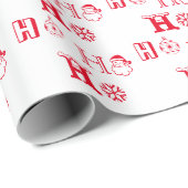 Christmas Ho Ho Ho Rot-Weiß-Muster niedlich Geschenkpapier (Rolleneckpunkt)