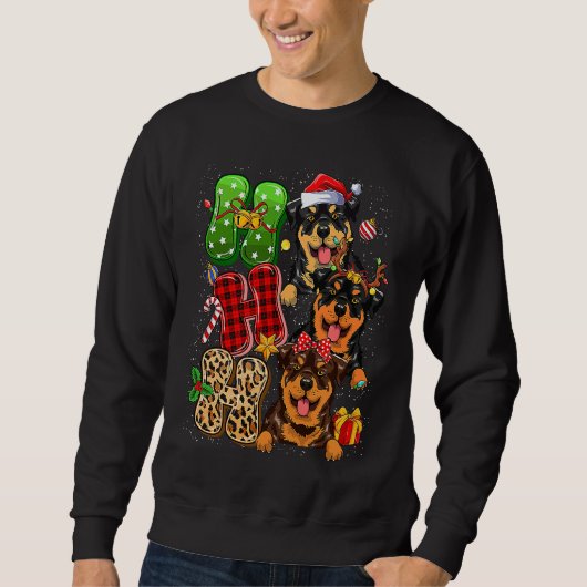 Christmas Ho Ho Ho Rottweiler Dog For Dog Lover Fu Sweatshirt (Vorderseite)