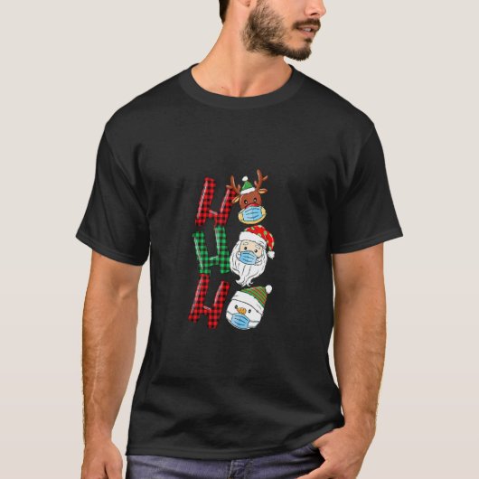 Christmas Ho Ho Ho Santa Reindeer Snowman Face Mas T-Shirt (Vorderseite)