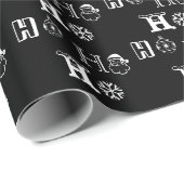 Christmas Ho Ho Ho Schwarz-weißes Muster niedlich Geschenkpapier (Rolleneckpunkt)