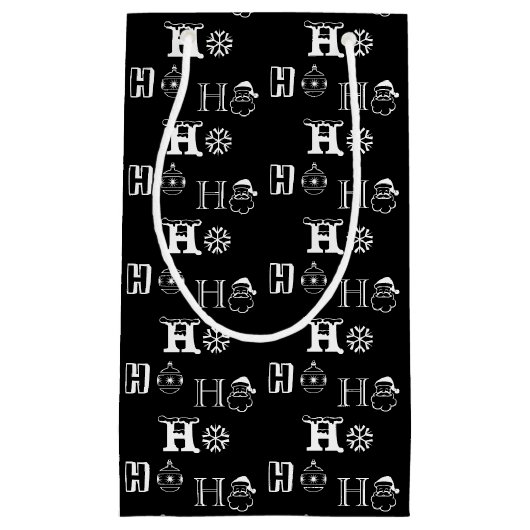 Christmas Ho Ho Ho Schwarzweiß-Muster niedlich Kleine Geschenktüte (Vorderseite)