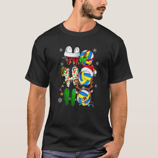 Christmas Ho Ho Ho Volleyball Santa Reindeer Elf T-Shirt (Vorderseite)