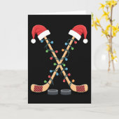 Christmas Hockey Santa Sticks Karte (Gelbe Blume)