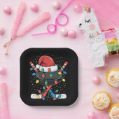 Christmas Hockey Xmas Santa Sports Hat Ball Pappteller (Party)