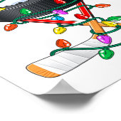 Christmas Hockey Xmas Santa Srts Hat Ball Kids B Poster (Ecke)