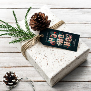 Christmas HoHoHo Holly Branches Candy Cane Geschenkanhänger