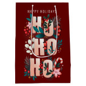 Christmas HoHoHo Holly Branches Candy Cane Mittlere Geschenktüte (Rückseite)