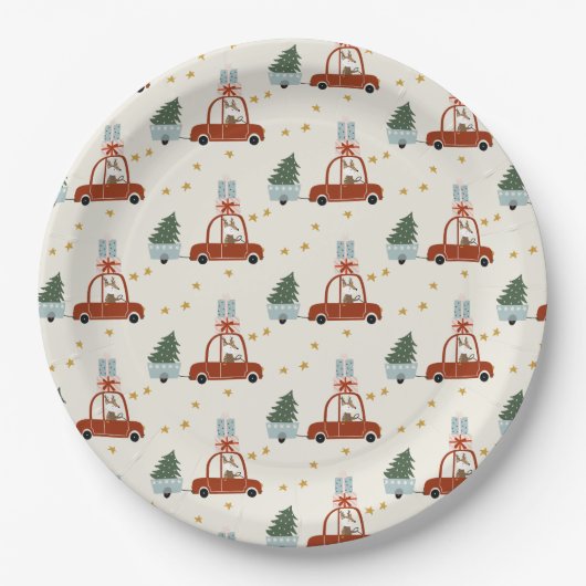 Christmas Holiday Animal Illustration Paper Plates Pappteller (Vorderseite)