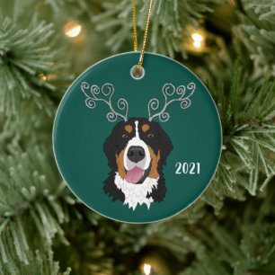 Christmas Holiday Bernese Mountain Dog Keramik Ornament