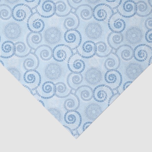 Christmas Holiday Blue Scrolls  Seidenpapier (Ausschnitt)