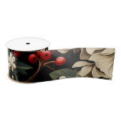 Christmas/Holiday Bold Flowers, Berries & Leaves Satinband (Spule)