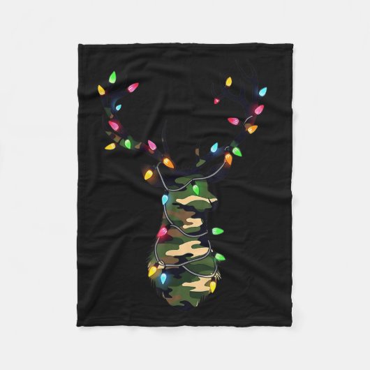 Christmas Holiday Camo Deer Hunting Reindeer Xmas Fleecedecke (Vorderseite)