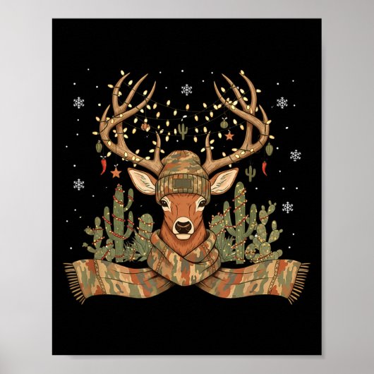 Christmas Holiday Camo Hunting Reindeer Deer Xmas  Poster (Vorne)