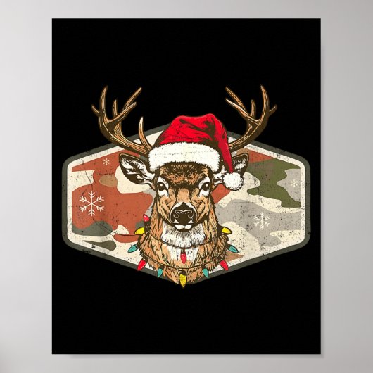 Christmas Holiday Camo Hunting Reindeer Deer Xmas  Poster (Vorne)