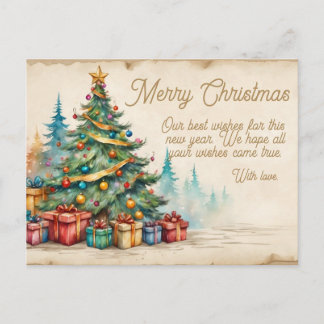 Christmas Holiday Card Festive Decorated Tree &  Feiertagspostkarte