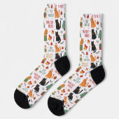 Christmas Holiday Cat Socks For Cat Lovers Socken (Linkes Detail)