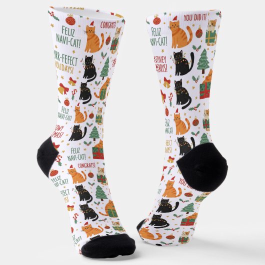 Christmas Holiday Cat Socks For Cat Lovers Socken (Gewinkelt)