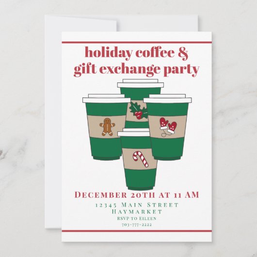 Christmas Holiday Coffee & Gift Exchange Einladung (Vorderseite)