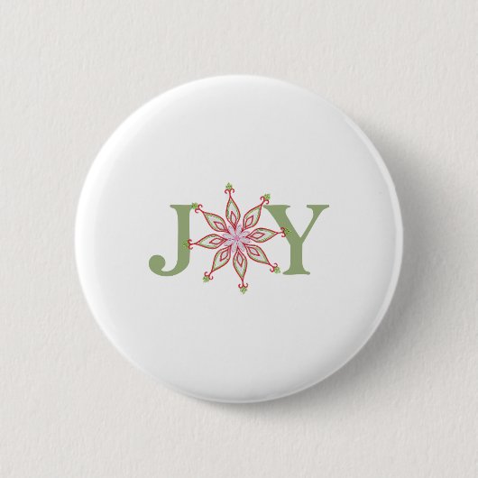 Christmas Holiday Cute Whimsical Joy Snowflake Button (Vorderseite)