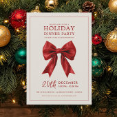 Christmas Holiday Dinner Party Red Satin Bow Einladung