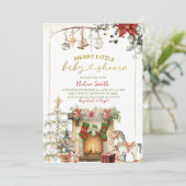 Christmas Holiday Fireplace Baby Shower Einladung (Stehend Vorderseite)