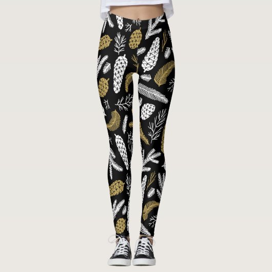 CHRISTMAS HOLIDAY FLORAL CUSTOM MONOGRAM LEGGINGS (Vorderseite)