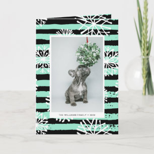 CHRISTMAS HOLIDAY FOTO Mistletoe Puppy Kisses Feiertagskarte