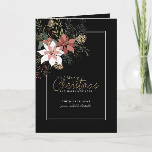 CHRISTMAS HOLIDAY FOTO Rosa Poinsettias Feiertagskarte