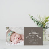 CHRISTMAS HOLIDAY FOTOKARTE TAUPE FEIERTAGSKARTE (Stehend Vorderseite)