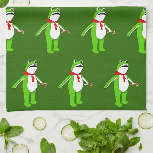 Christmas Holiday Frog Gift Kitchen Towel Geschirrtuch (Gefaltet)