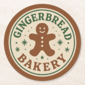 Christmas Holiday Gingerbread Bakery Runder Pappuntersetzer (Vorderseite)