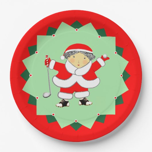 Christmas Holiday Golf Party Pappteller (Vorderseite)