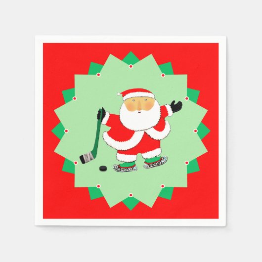 Christmas Holiday Hockey Party Serviette (Vorderseite)