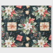 Christmas Holiday Ivy & Florals Geschenkpapier (Flach)