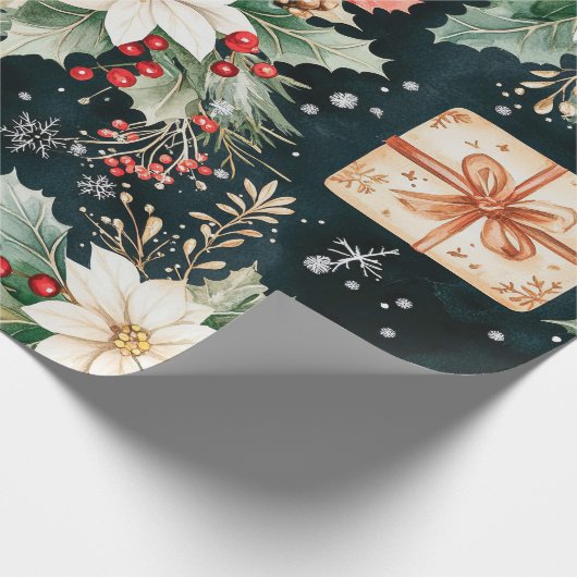 Christmas Holiday Ivy & Florals Geschenkpapier (Ecke)
