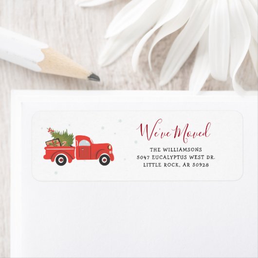 Christmas Holiday Moving Red Truck Return Address (Insitu)