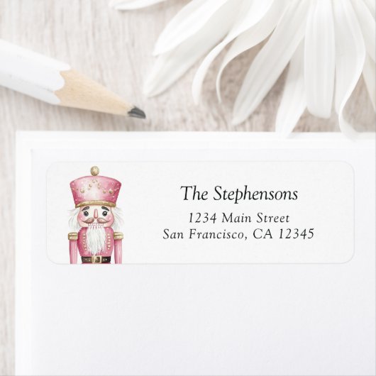 Christmas Holiday Nutcracker Pink Return Address (Insitu)