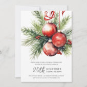 Christmas Holiday Open House Hand Painted Baubles  Einladung (Vorderseite)