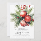 Christmas Holiday Open House Painted Baubles  Einladung (Vorderseite)