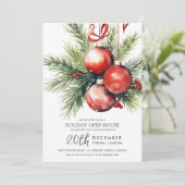 Christmas Holiday Open House Painted Baubles  Einladung (Stehend Vorderseite)