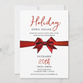 Christmas Holiday Open House Red Bow Einladung (Vorderseite)