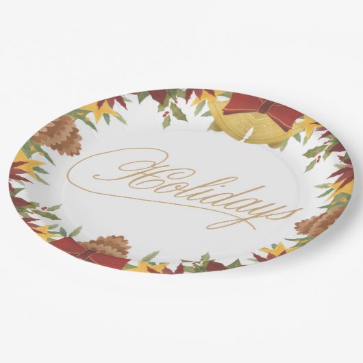 Christmas Holiday Paper Plates – Festive Dinner Pappteller (Schrägansicht)