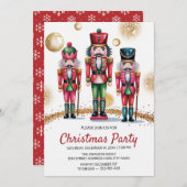 Christmas Holiday Party Nutcracker Gold Glitter Einladung (Vorne/Hinten)